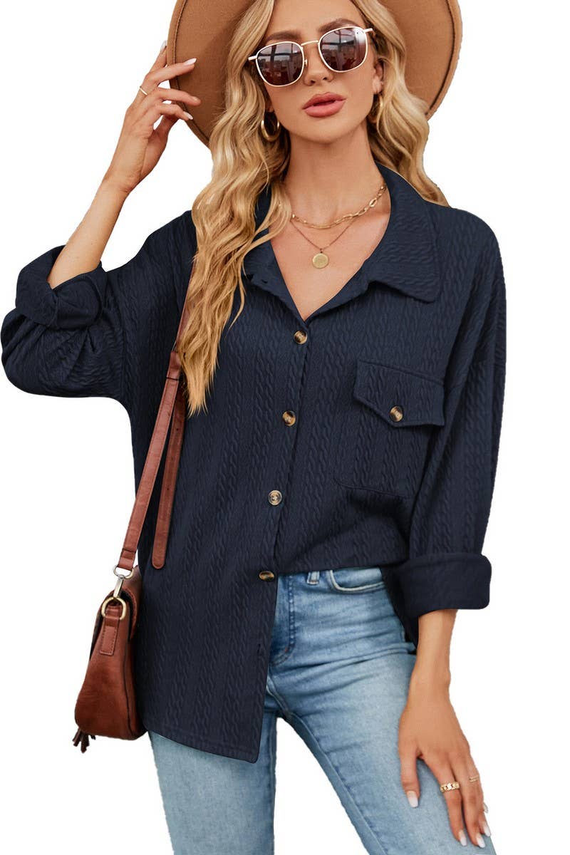 CWTSTL2066_LAPEL BUTTON POCKET LONG SLEEVE SHIRT COATS