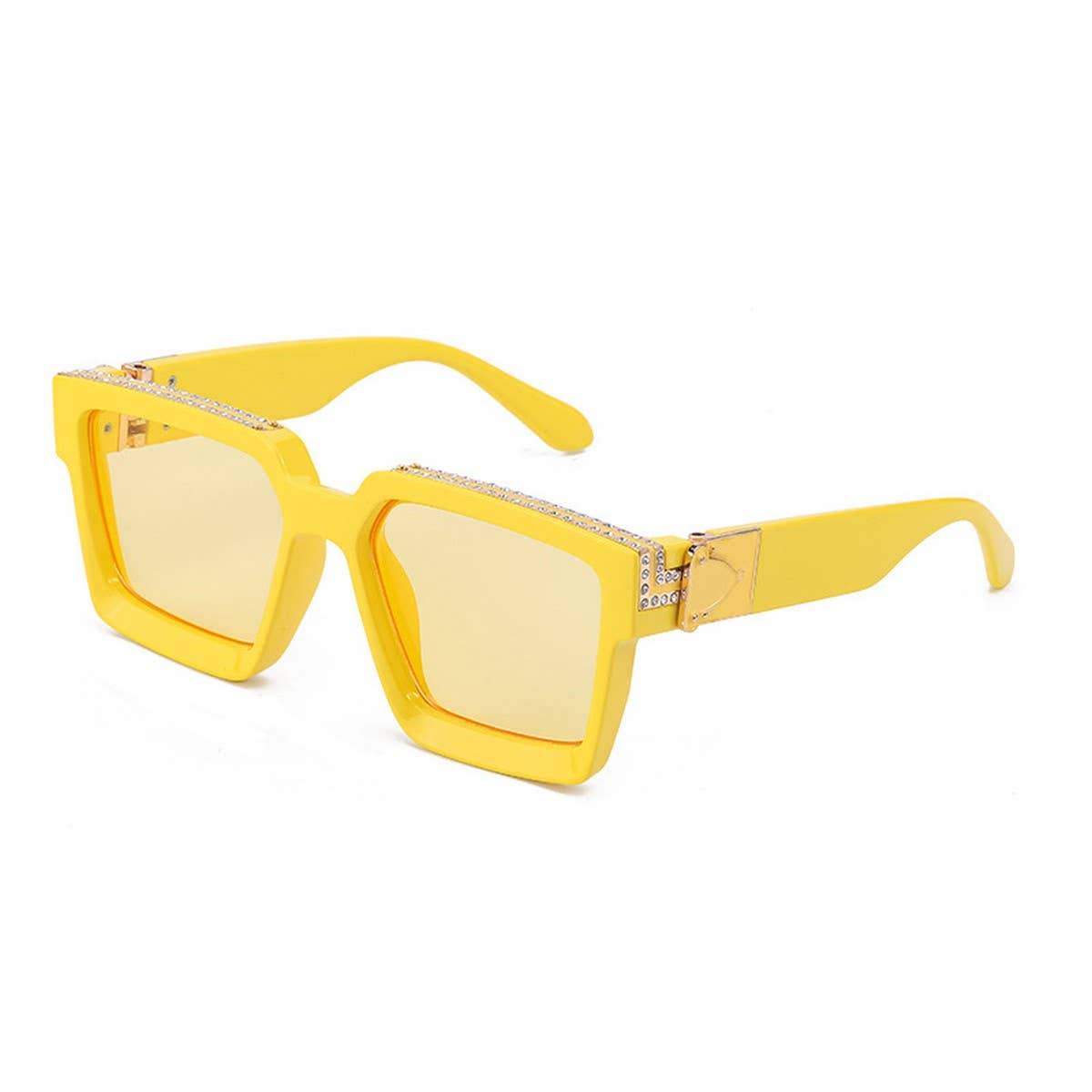 LARGE SQUARE FRAME SUNGLASSES WITH DIAMONDS