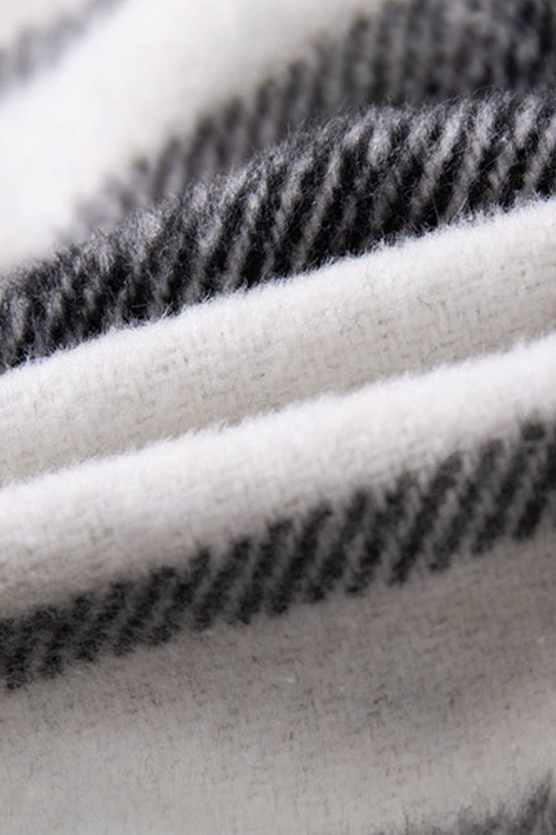 CWOCO0419_PLAID LANTERN SLEEVE LONG AND SHORT WOOLEN COAT