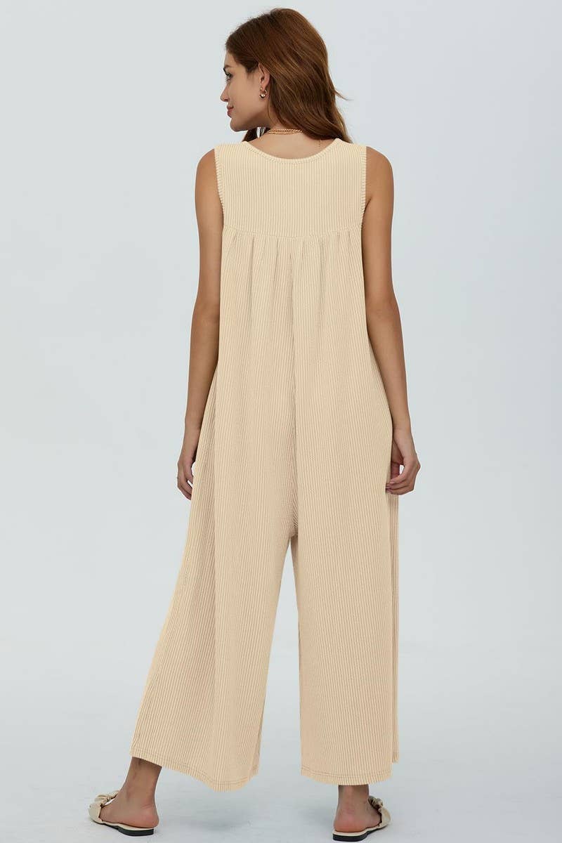 CWSJS0720_SOLID COLOR CASUAL LOOSE POCKET JUMPSUIT