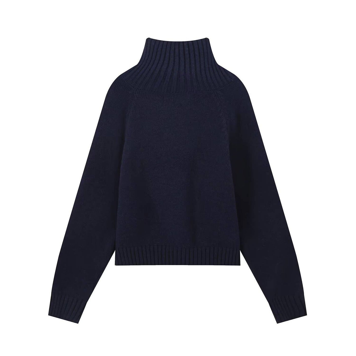 CASUAL SWEATER WITH SCARF EMBELLISHMENT PILE NECK