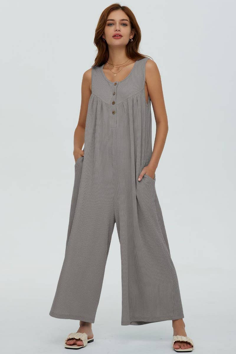 CWSJS0720_SOLID COLOR CASUAL LOOSE POCKET JUMPSUIT