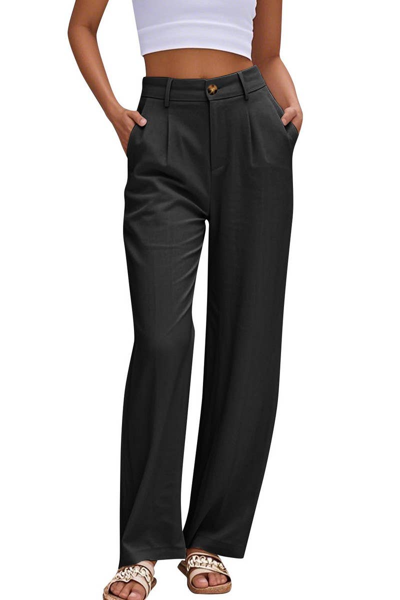 CWBLP2031_BUTTON WAIST SOLID STRAIGHT LEG WORK PANTS