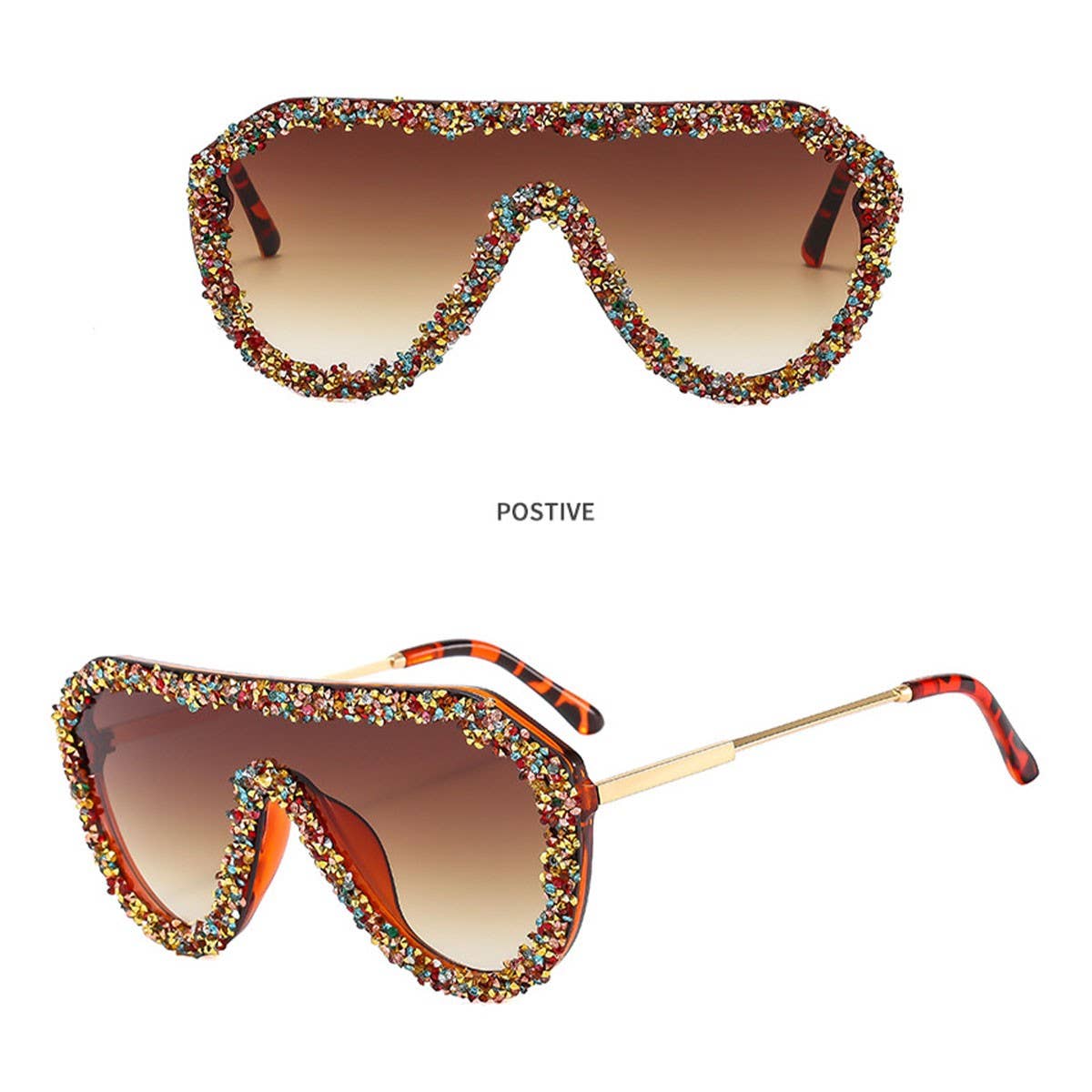 LUXURY RHINESTONE STATEMENT ONE-PIECE SUNGLASSES