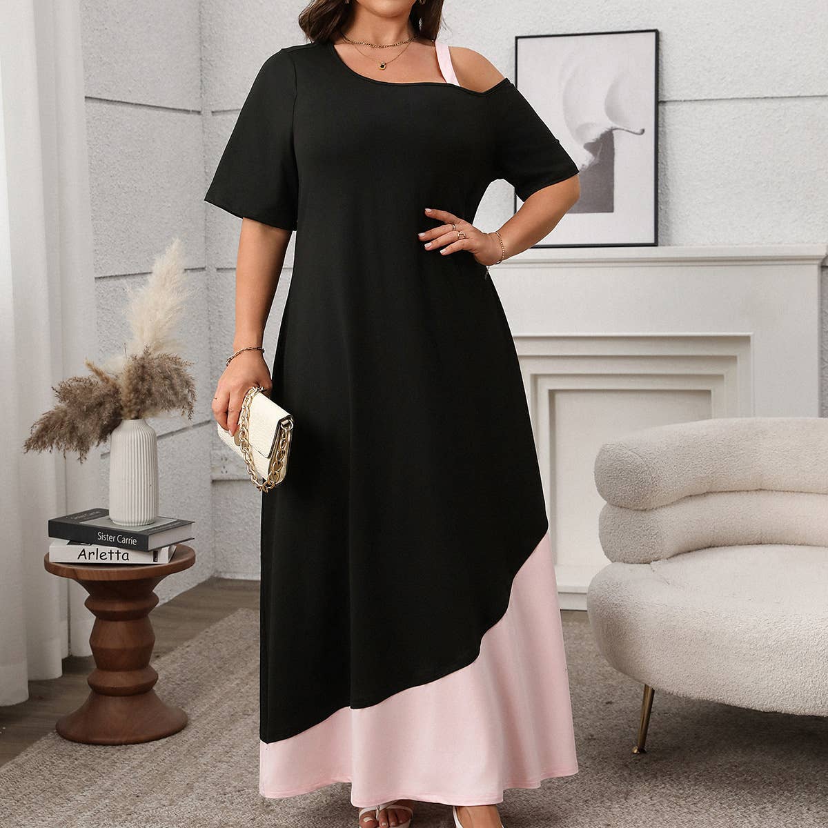 Elegant Colorblock Spaghetti Strap Dress