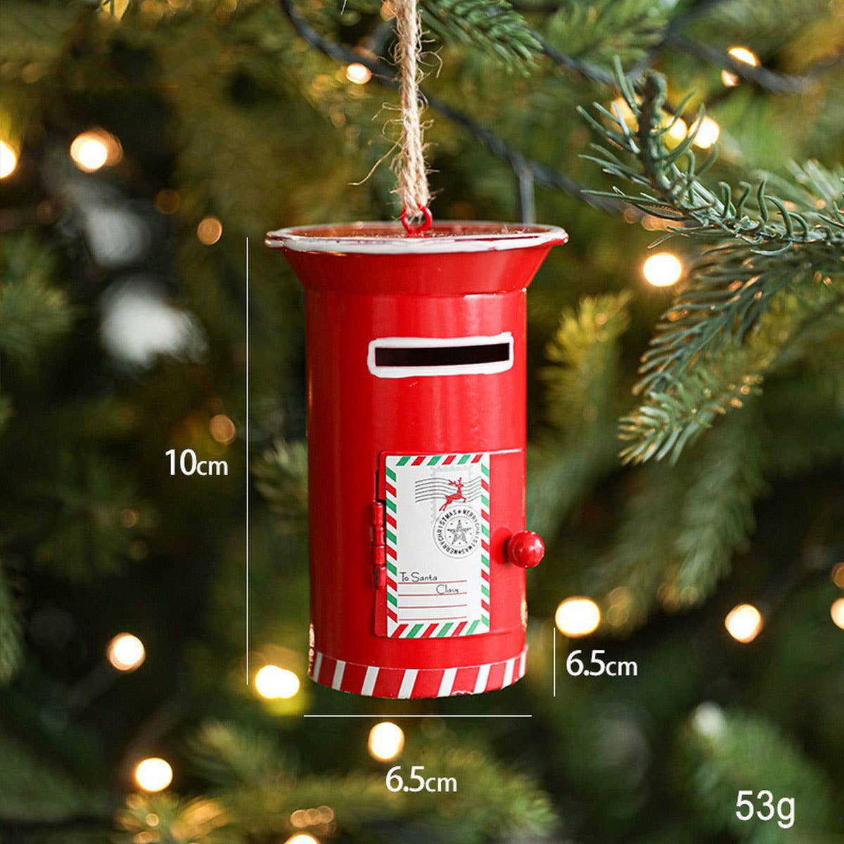 Iron Painted Mailbox Vintage Christmas Hanging