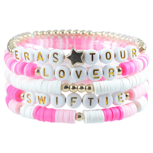 Multilayer Elastic Letter Bead Bracelets Set