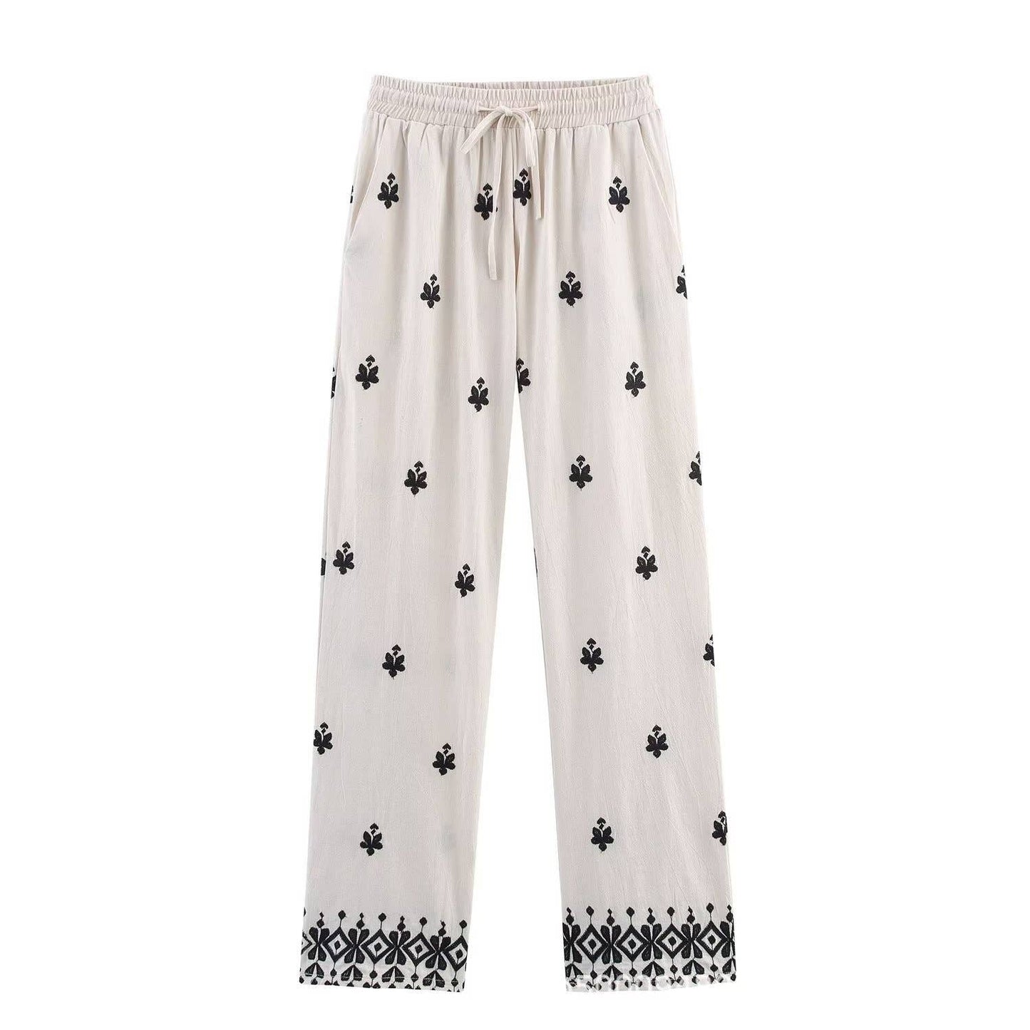 Fashion versatile embroidered casual trousers