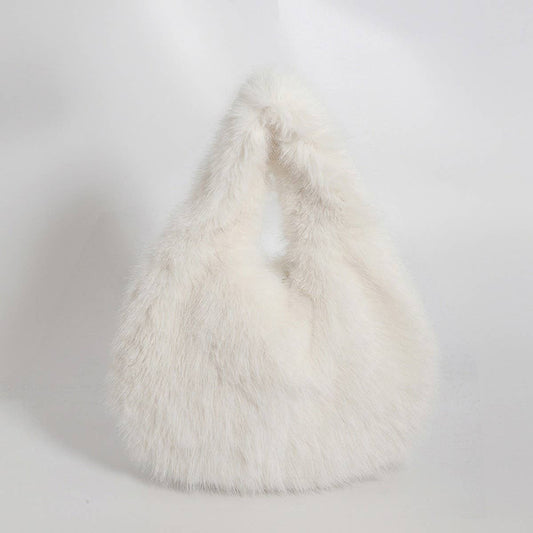 Faux Fox Fur Plush Handbag Women Large Tote_CUAB00564