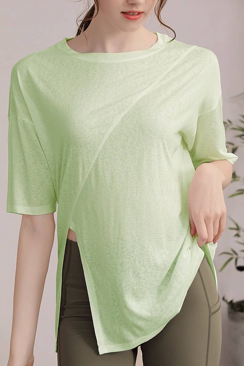 CWTSTS0393_ROUND NECK SHORT SLEEVE YOGA TOP