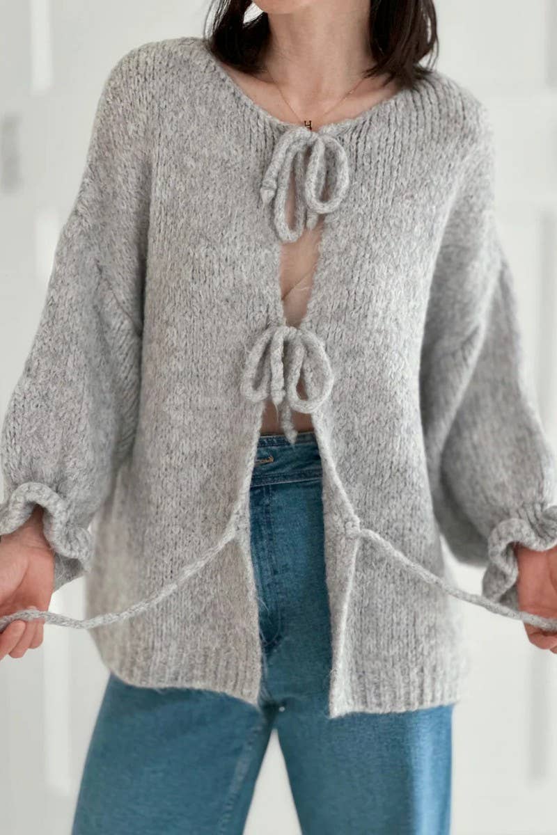 CWOSWL6748_SOLID COLOR LACE-UP PETAL CUFF KNIT TOP