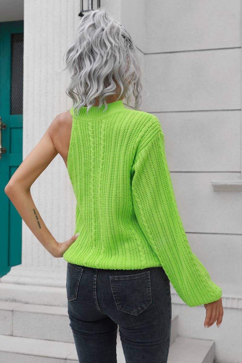 CWOSWL4151_ONE-SHOULDER LOOSE-FITTING KNIT SWEATER
