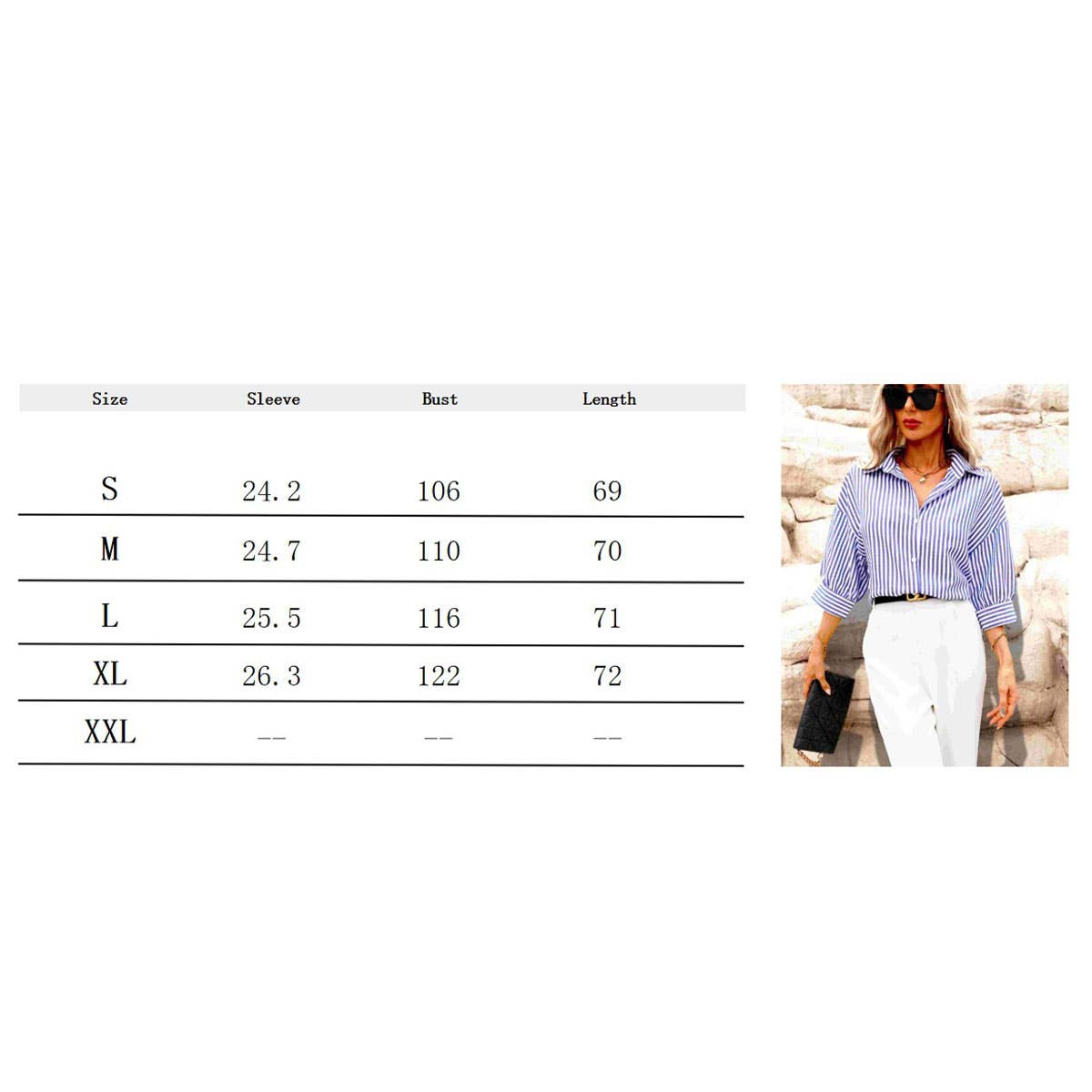 CASUAL HARBOR STYLE LAPEL MID-SLEEVE STRIPE SHIRT