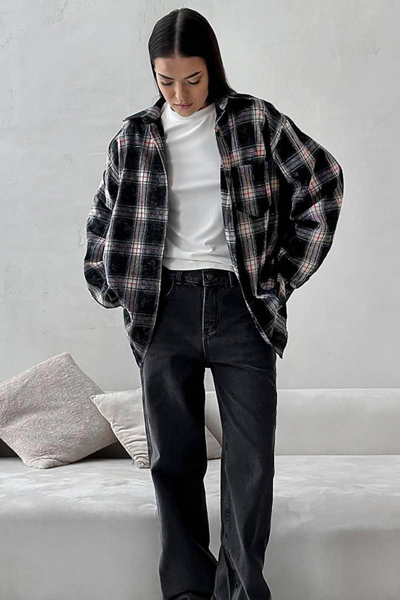 CWTBLL00627_RETRO PLAID CASUAL LONG-SLEEVED SHIRT