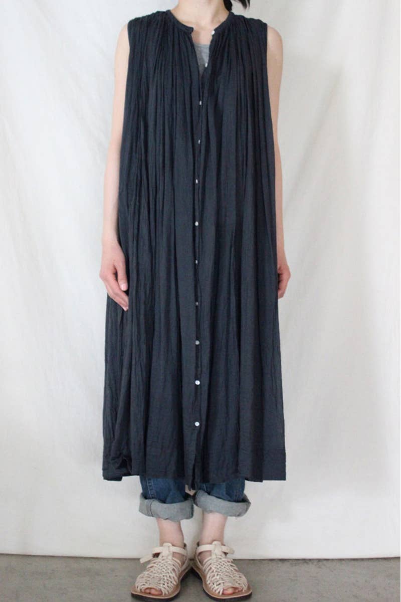 COTTON ART LOOSE PLEAT DRESS WITH LARGE SWING