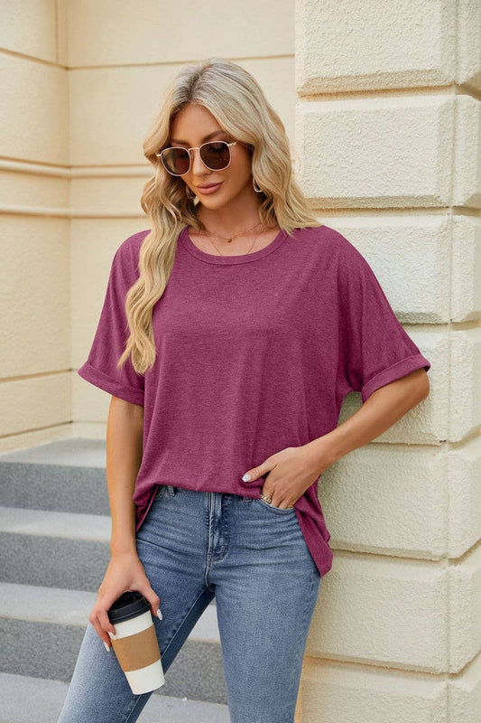 CWTTS0816_Round Neck Short Sleeve Knit Top