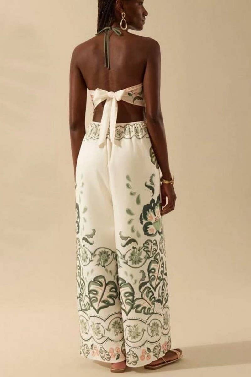 CWSJS1706_SEXY HALTER NECK FLORAL SLEEVELESS JUMPSUIT