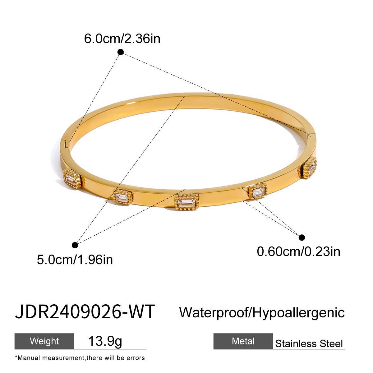 Luxury Zircon Clasp Bracelet in Stainless Steel