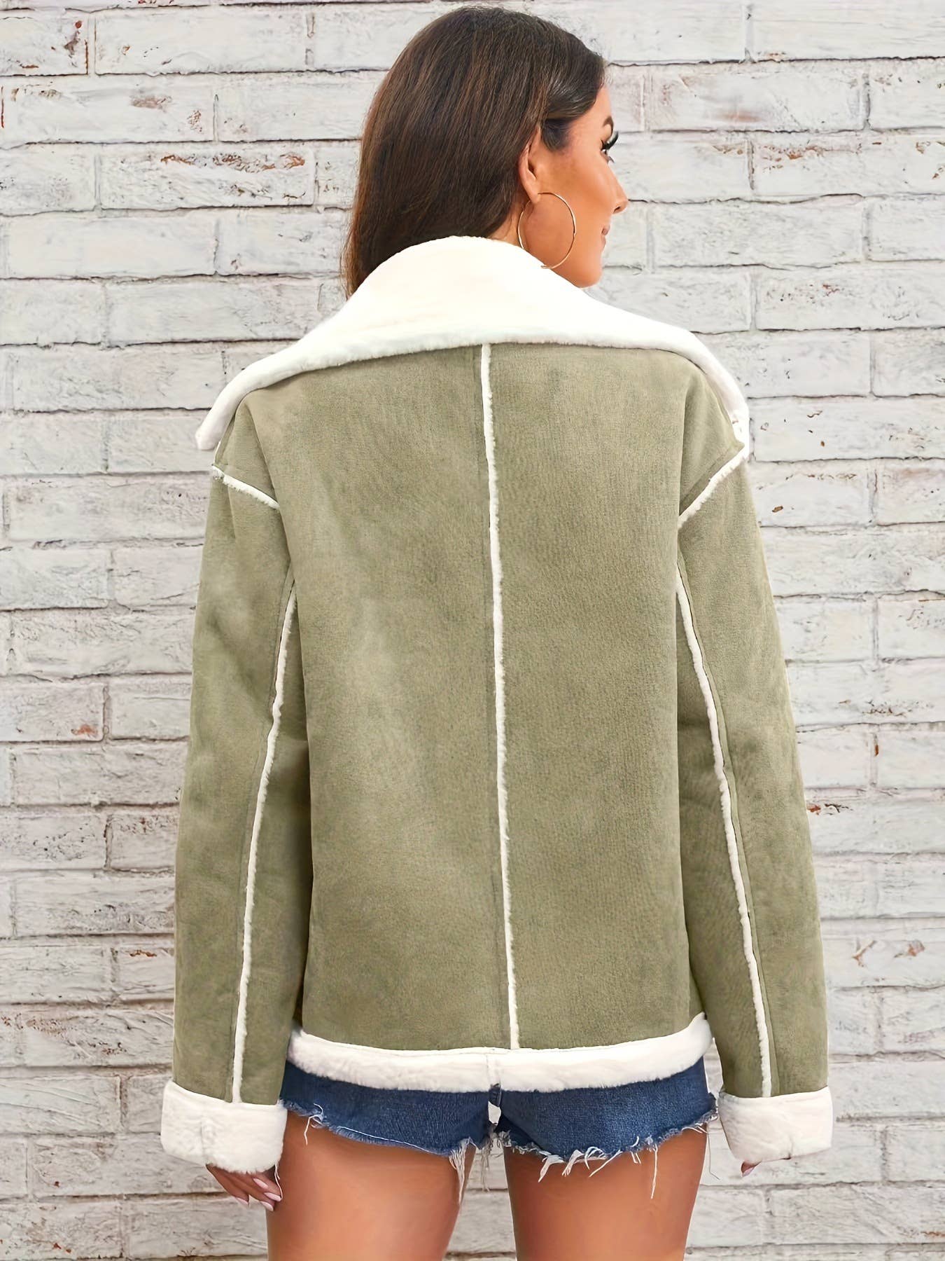 Fashionable lapel plush warm casual coat