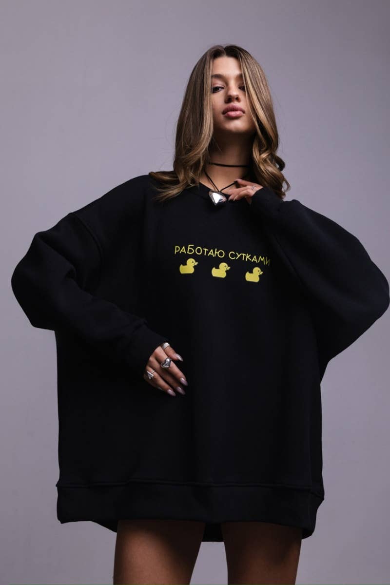 CWTBLL1667_AUTUMN WINTER DUCK PRINT LONG-SLEEVED HOODIE