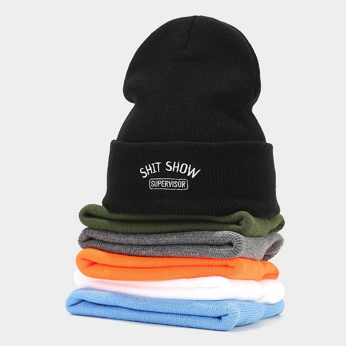 SHIT SHOW EMBROIDERED LETTER PILE HAT KNITTED HAT_CWAH2084