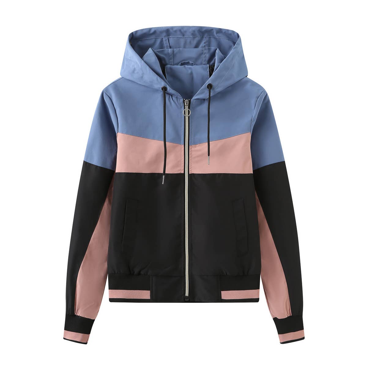 COLOR-INSERTED LONG-SLEEVED DRAWSTRING JACKET