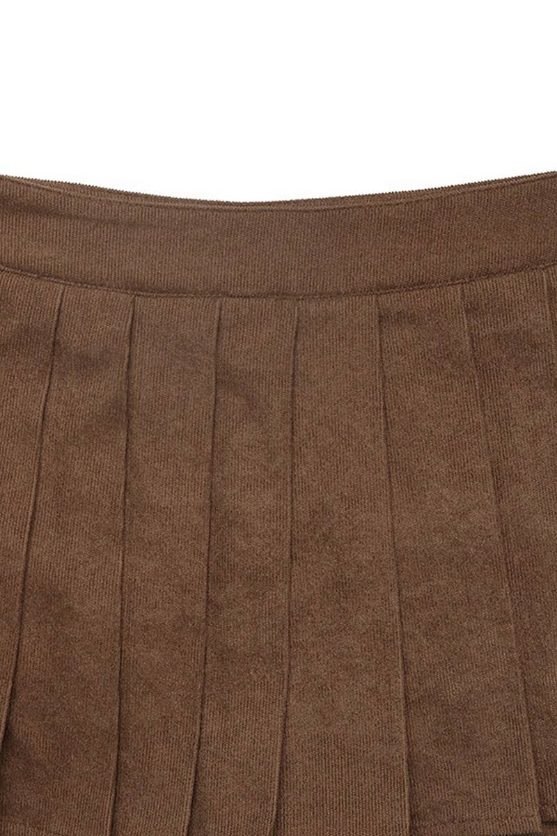 CWBSS0499_MINI PLEATED HIGH WAIST SKATER SKIRT