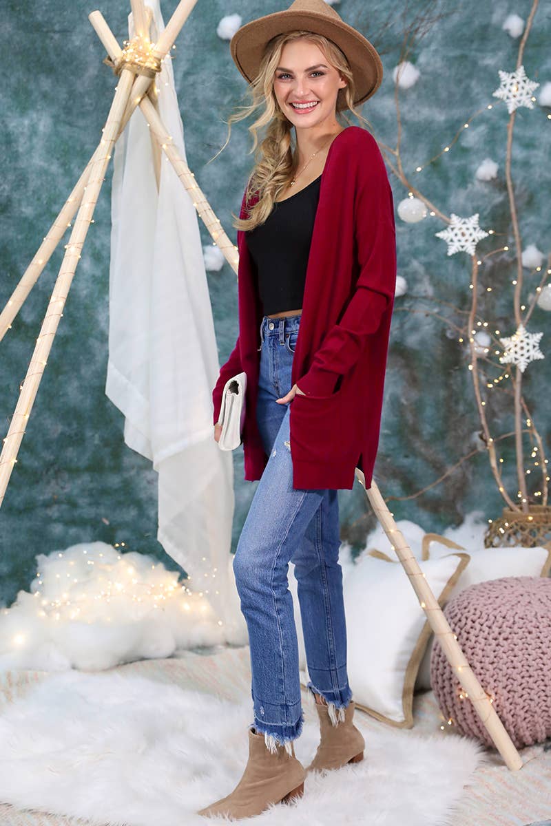 CWOSWL1827_LOOSE FIT WITH POCKET SWEATER CARDIGAN