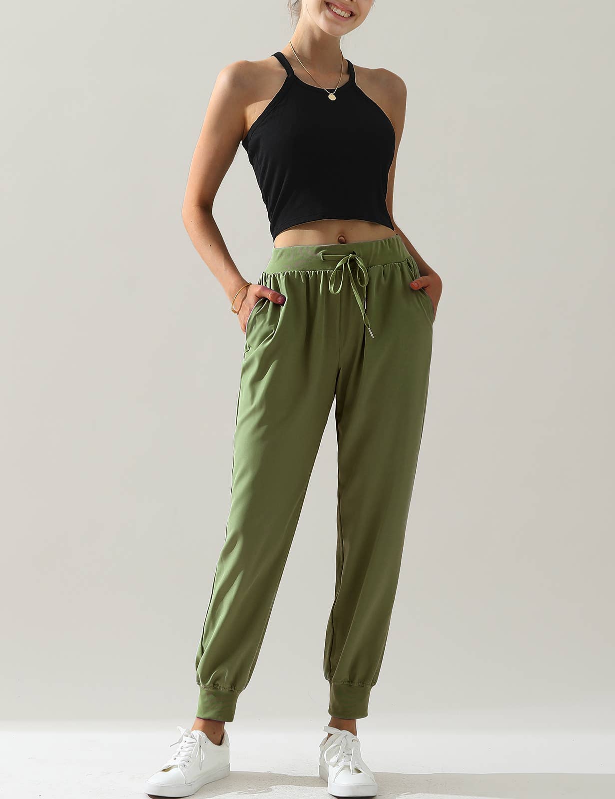 CWBLP423_Elastic Band Waist With Side Pocket Pants