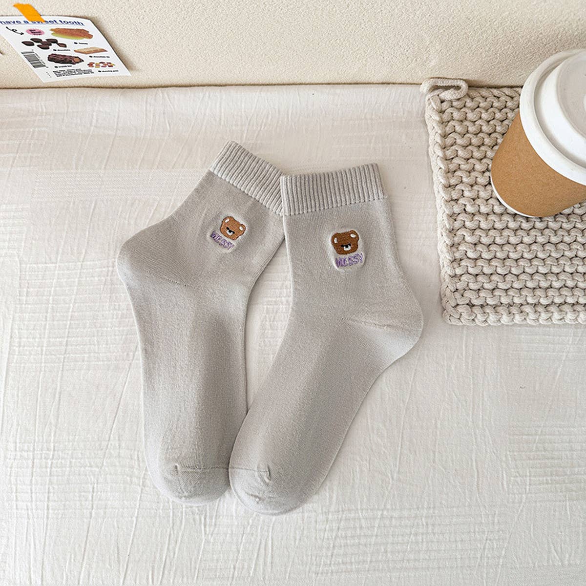 CARTOON MAILLARD LETTER STRIPED SOCKS_CWMS0959