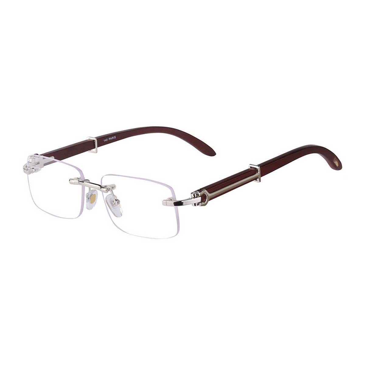 VINTAGE FRAMELESS WOOD GRAIN TEMPLE SUNGLASSES