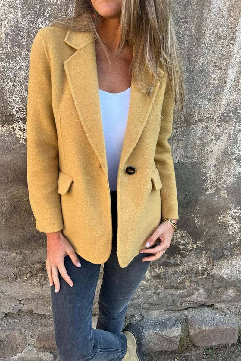 CWOCO00208_CASUAL SOLID COLOR LAPEL WOOLEN COAT