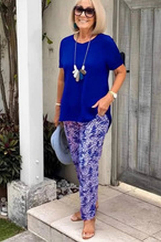 CWSTB00385_SOLID TOP AND PATTERNED TROUSERS SET