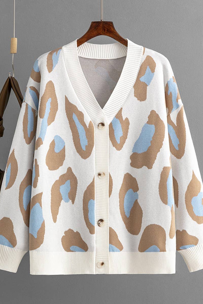 CWOCAL00667_COLORFUL LEOPARD JACQUARD LOOSE CARDIGAN