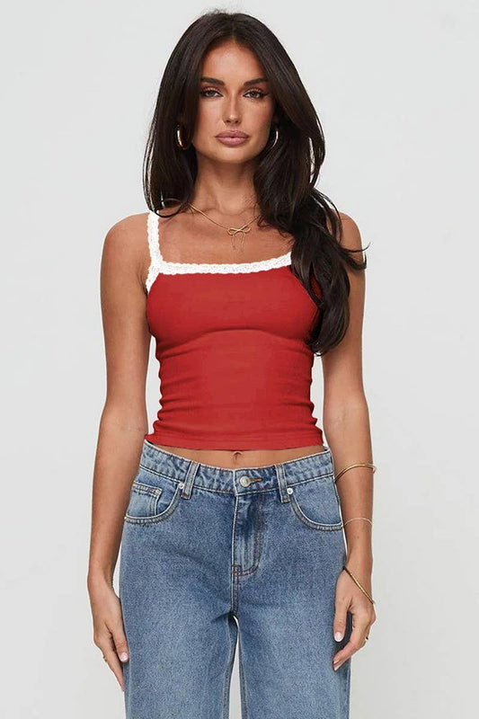 CWTTK0801_SOLID COLOR SLIM LACE CAMISOLE