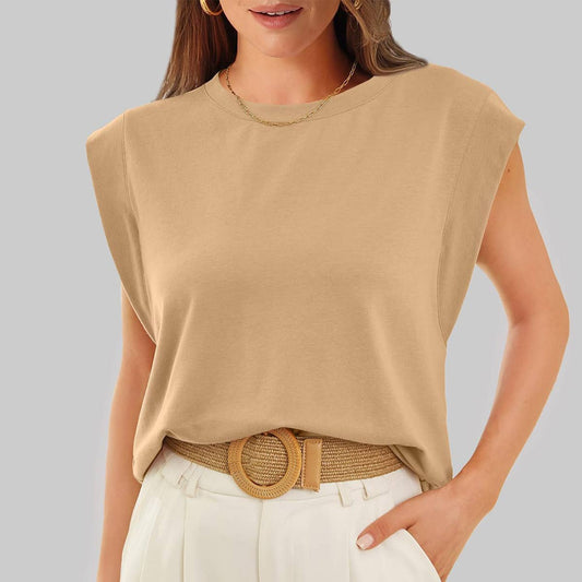 COLOR-CONTRAST STRIPED CREW NECK PULL-OVER VEST