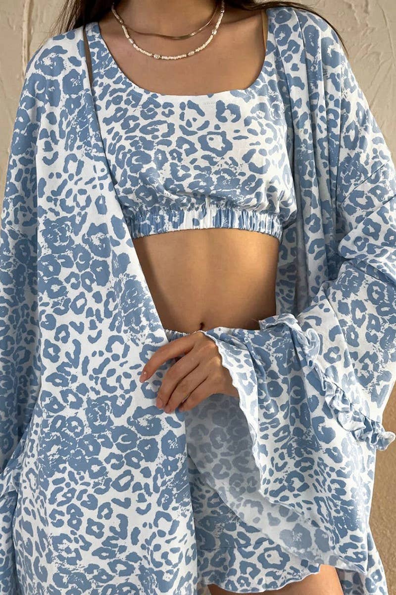 CWSPJ0414_LEOPARD PRINT LOOSE PAJAMAS THREE-PIECE SET