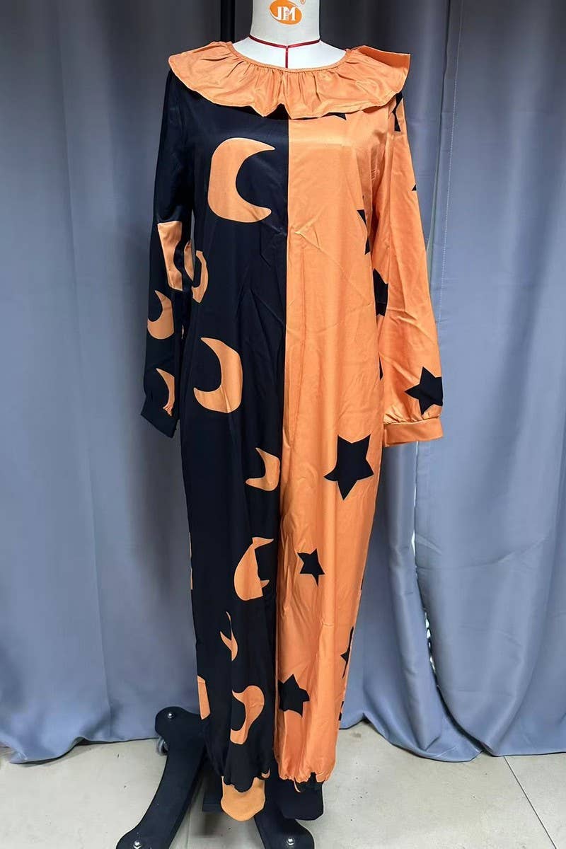 CWSJS00302_HALLOWEEN COSTUME PRINTED LONG-SLEEVED JUMPSUIT