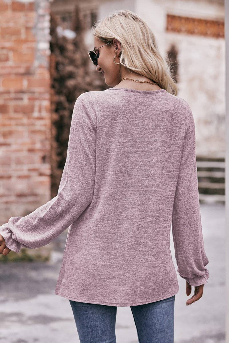 CWOSWL07635_CASUAL PLEATED CREW NECK LONG SLEEVE T SHIRT