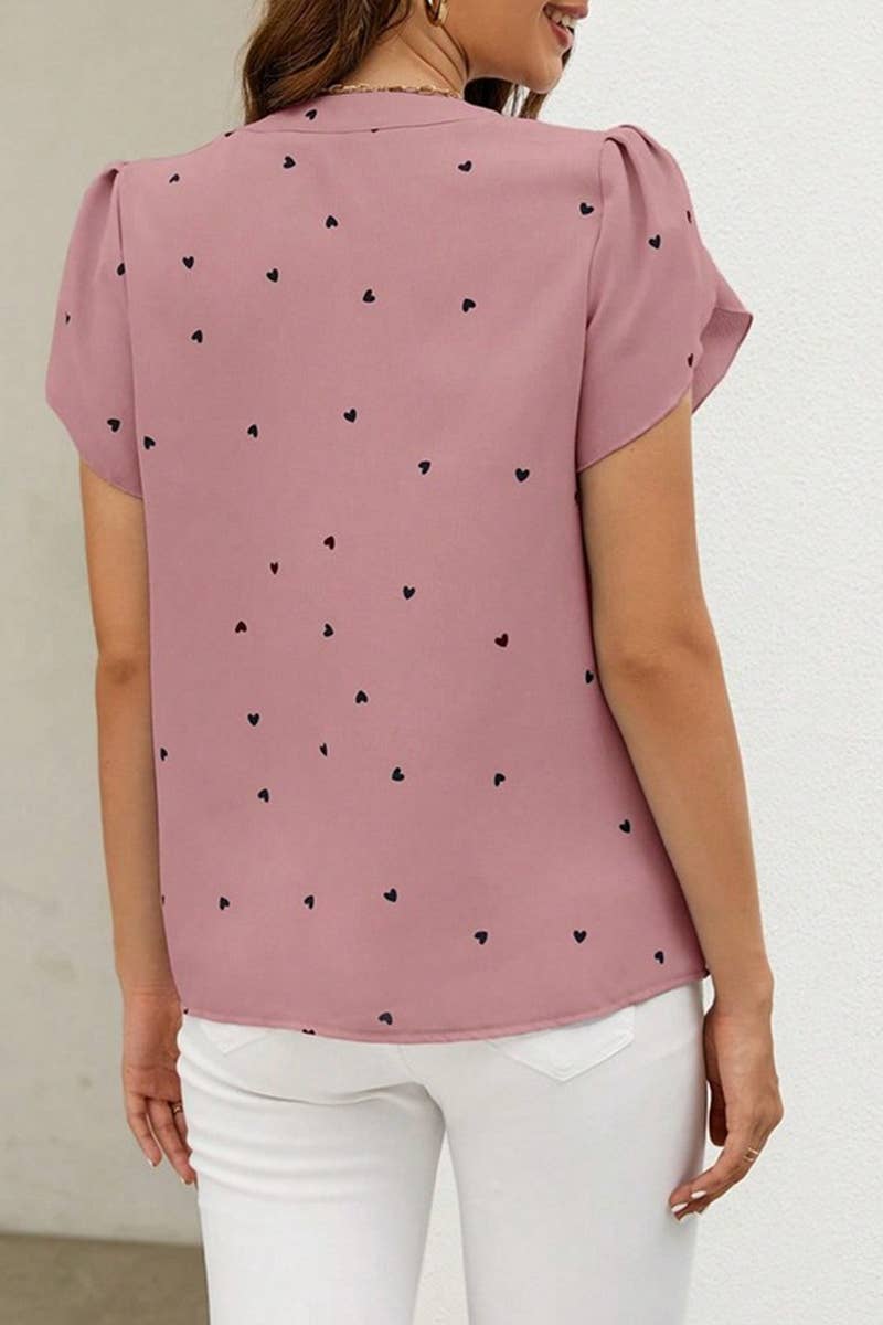 CWTSTS0667_SUMMER LOVE PETAL SLEEVE TEMPERAMENT SHIRT