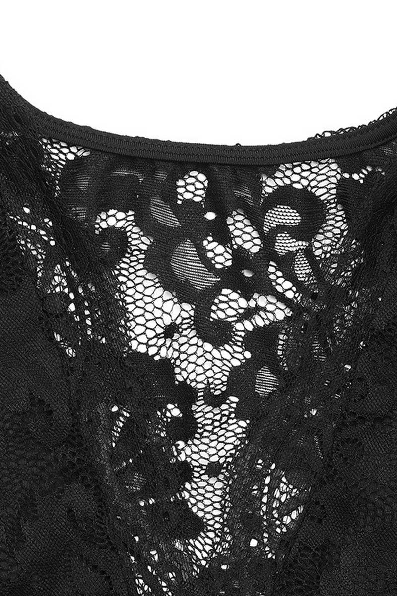 CWTBLL4038_BLACK V-NECK LONG SLEEVE LACE TOP