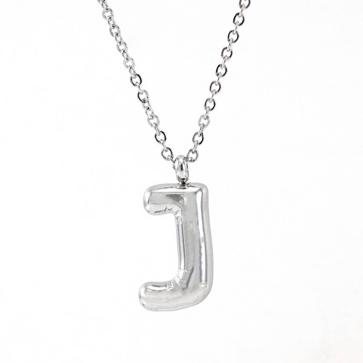 CWAJE1946_Steel Color Bubble Letter Necklace