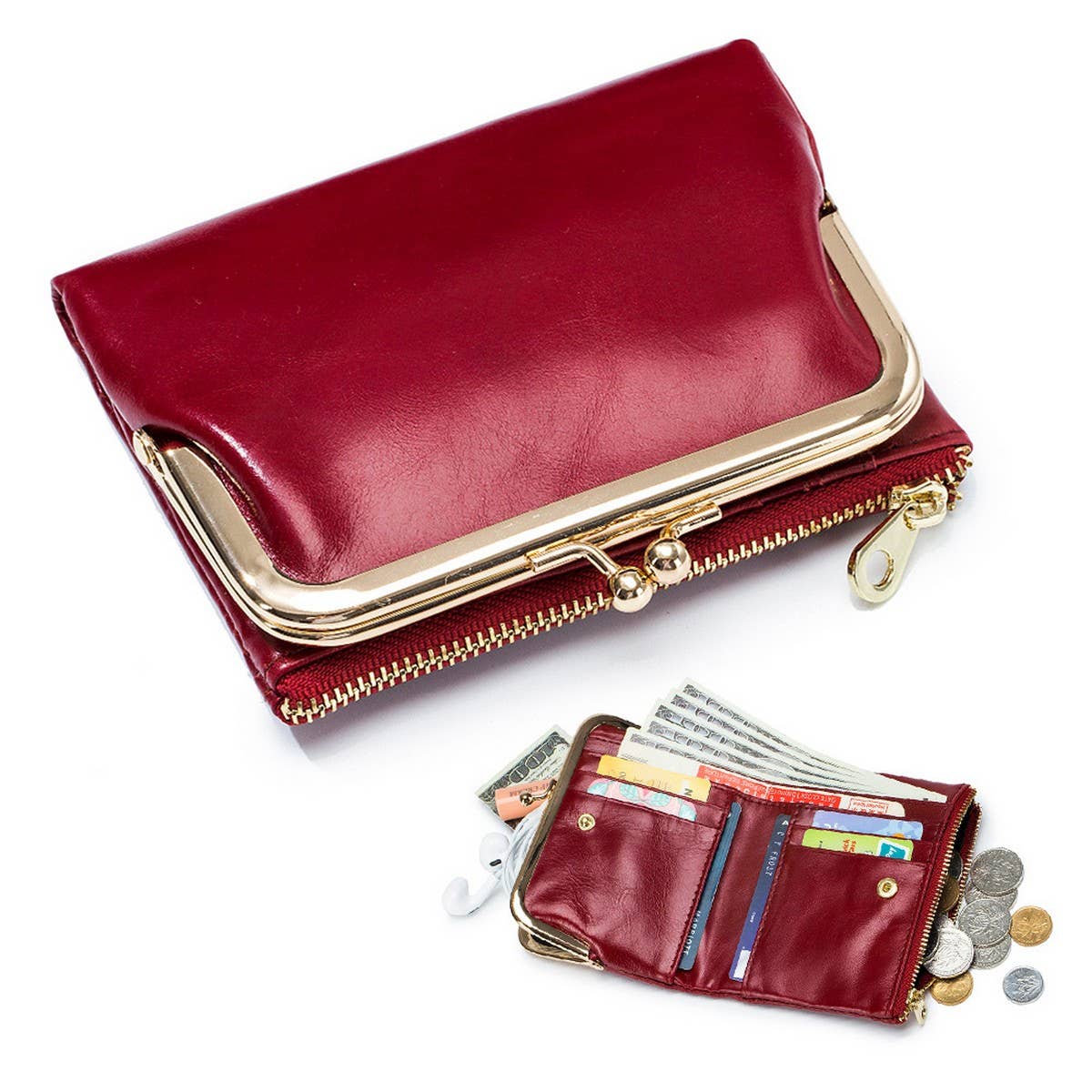VINTAGE MULTIFUNCTIONAL CLUTCH SHORT LEATHER WALLET_CWAB3780
