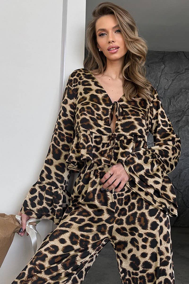 CWSPJ0184_LEOPARD PRINT LOUNGEWEAR PAJAMA SET