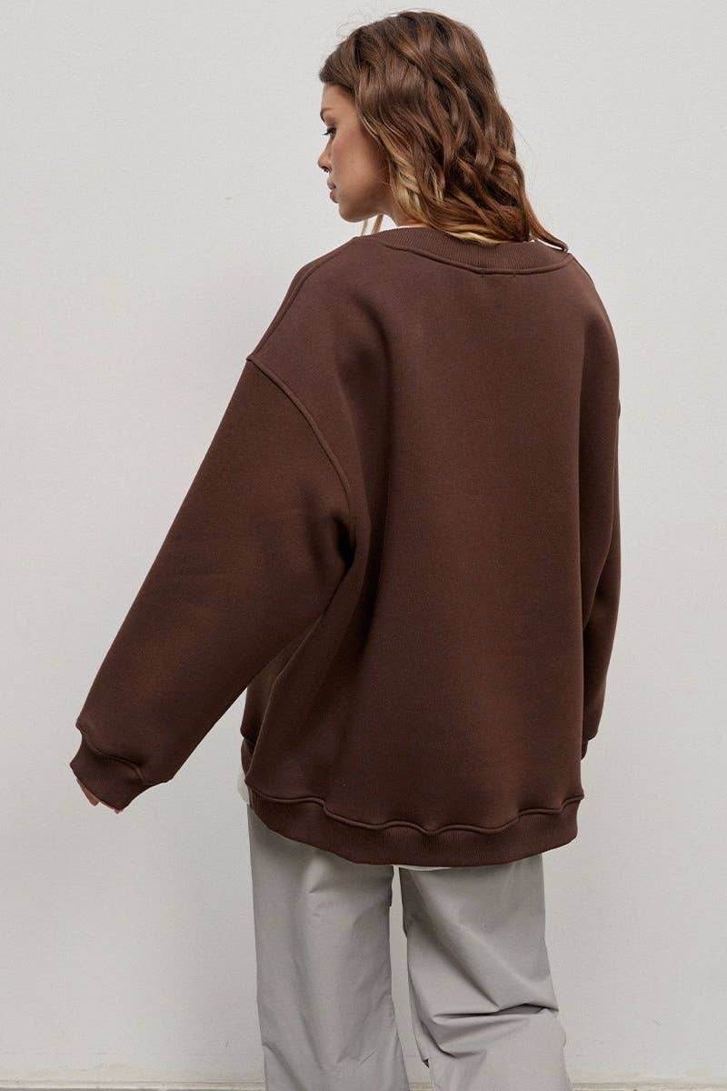CWTBLL1668_SOLID COLOR LOOSE CREW NECK LONG SLEEVE HOODIE