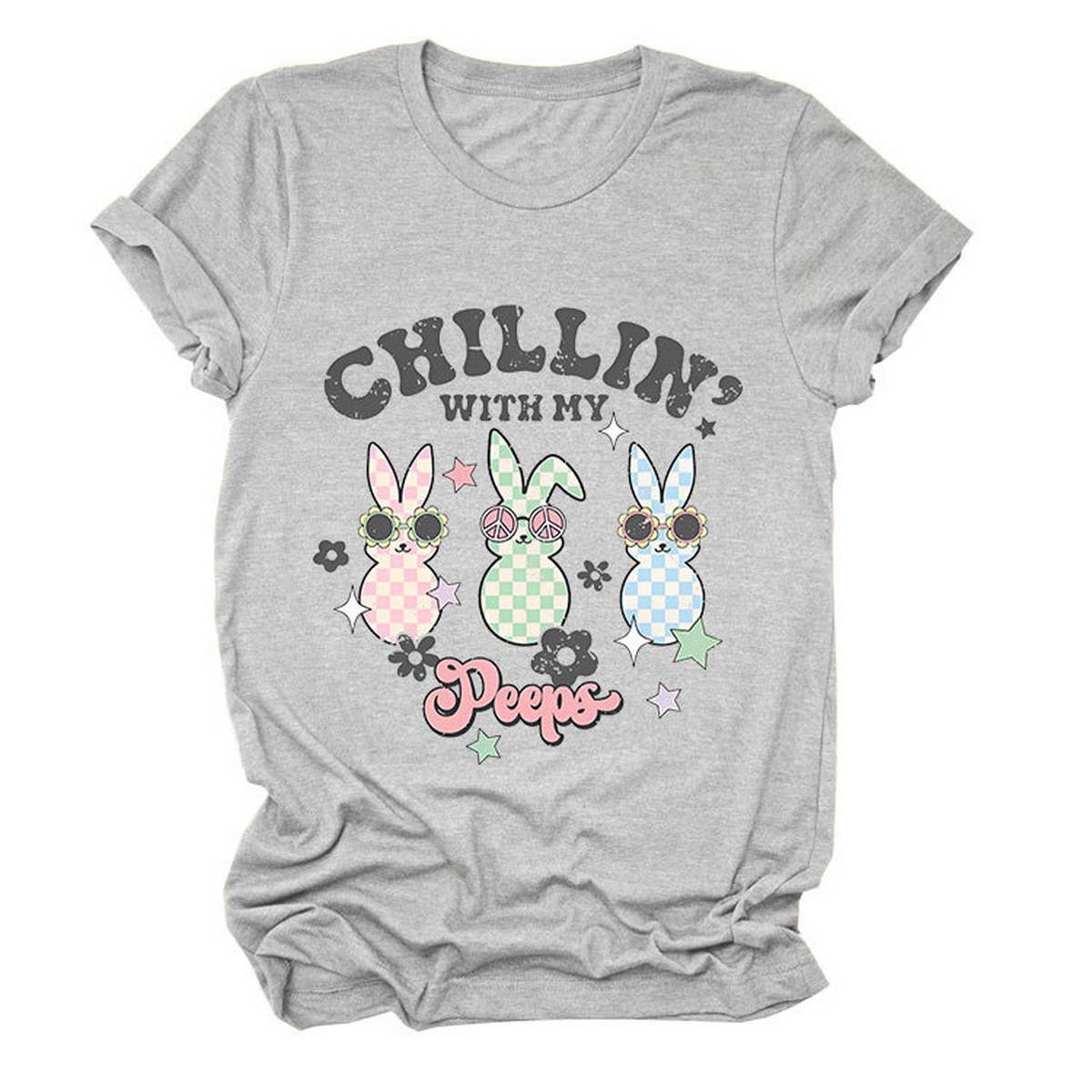 EASTER CUTE BUNNY LOOSE COMFORT SHORT SLEEVE TEES_CWTTS0867