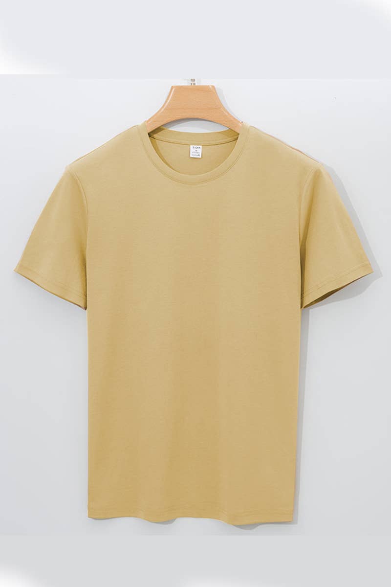 CWTBLS1785_CASUAL SOLID COLOR ROUND NECK MEN'S T-SHIRT