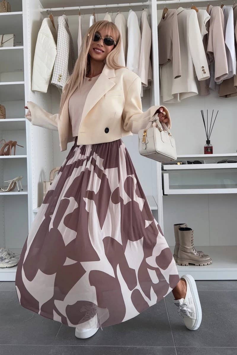 CWBLS0568_SUMMER WAIST WIDE SWING CASUAL SKIRT