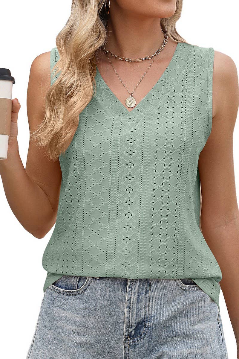 CWTTSL0306_SOLID COLOR V-NECK LOOSE BOTTOMING VEST