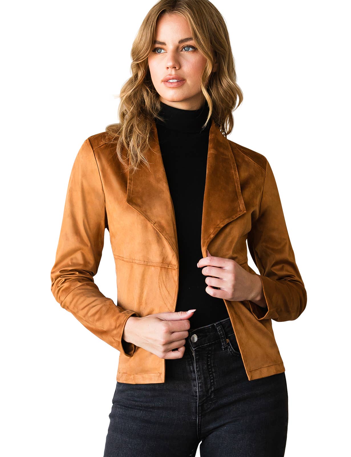 CWOJA707_FAUX SUEDE LEATHER MOTO OVER HIP JACKET